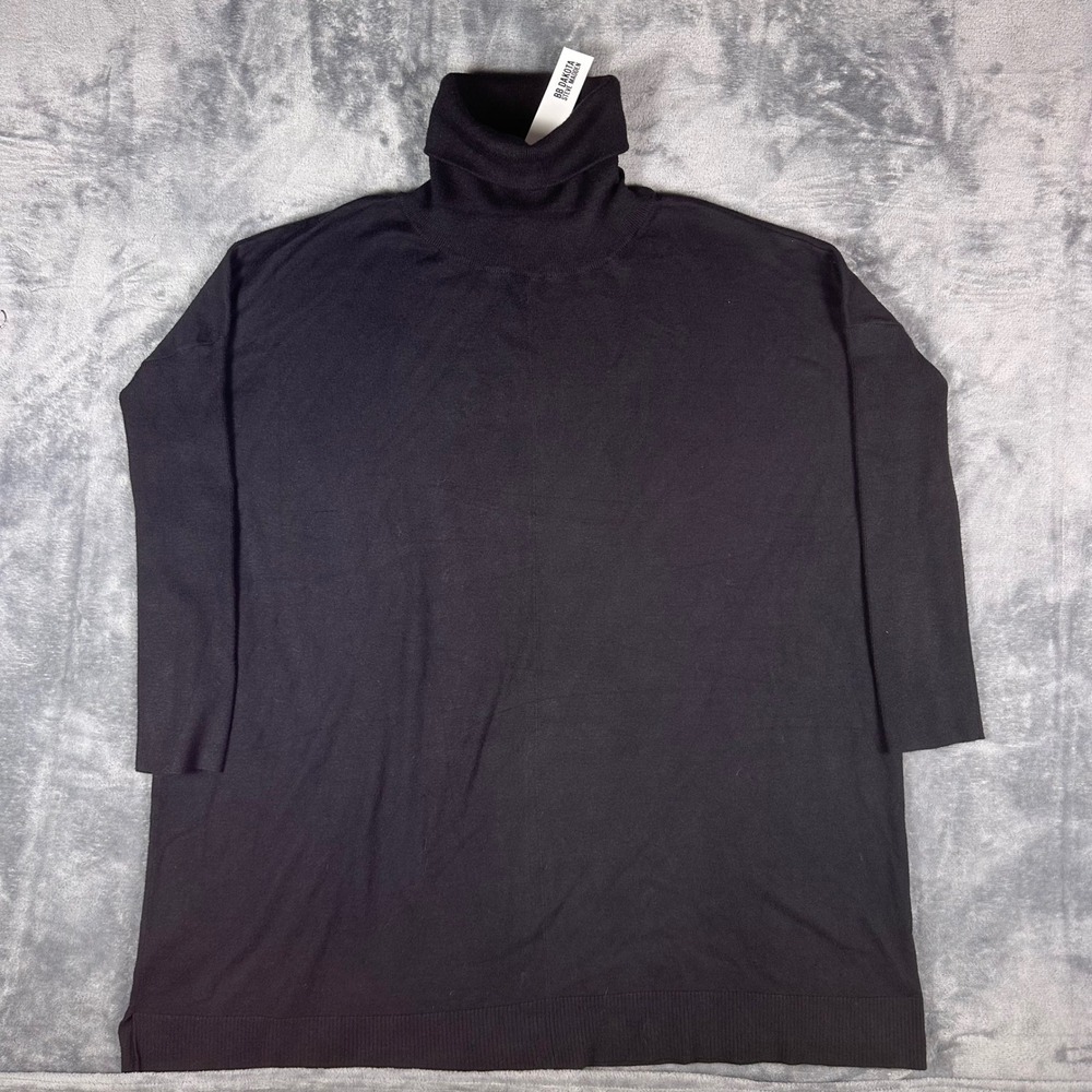 NWT BB Dakota Steve Madden Womens Black Turtleneck Oversized Tunic Sweater L